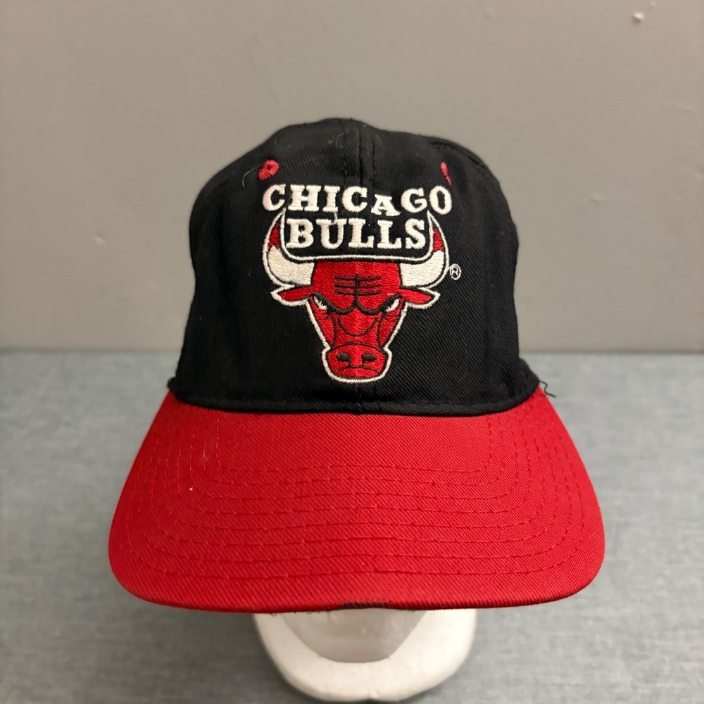 Starter Chicago Bulls Hat Mens 6 3/4 Black Red The Natural Vintage 90s NBA Cap‎